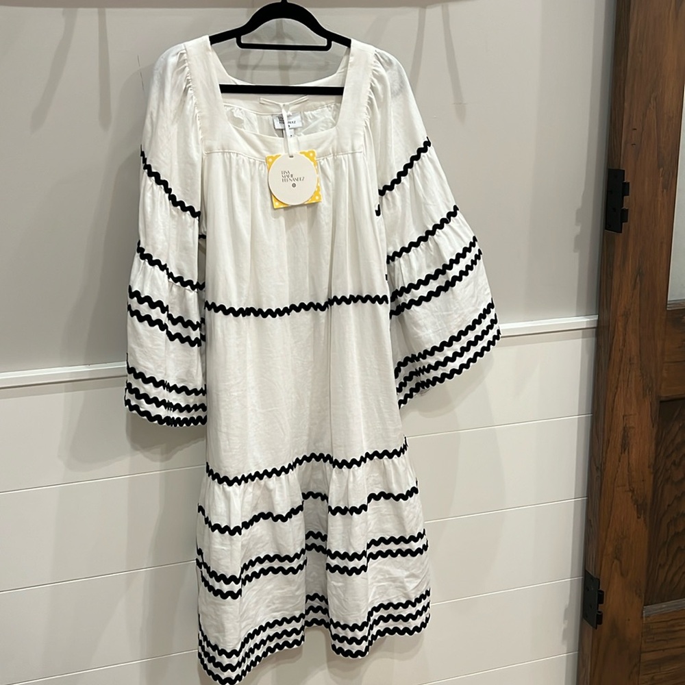 Lisa Marie Fernandez Target Ric Rack dress bell sleeves with pockets size XS.